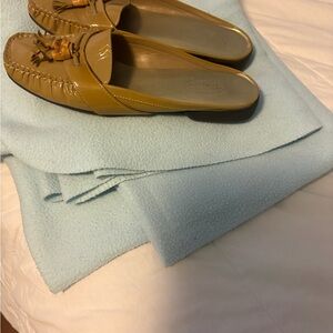 Talbots Mustard Yellow Patent Leather Tassel Mules